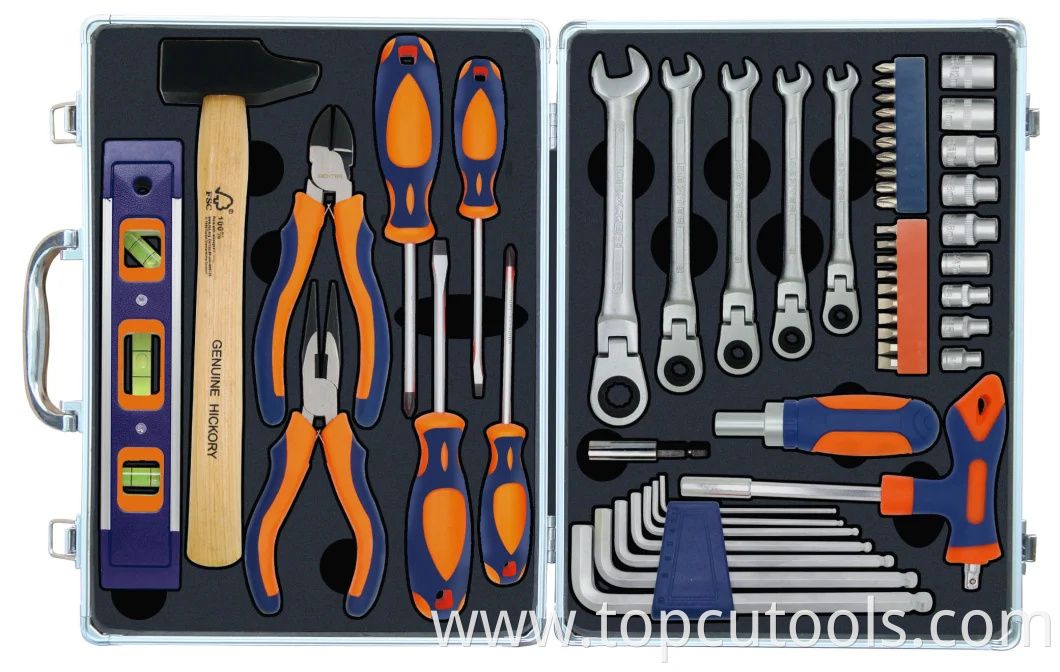 53PCS Hardware Wrench&Pliers Aluminium Case Hand Tool Kit